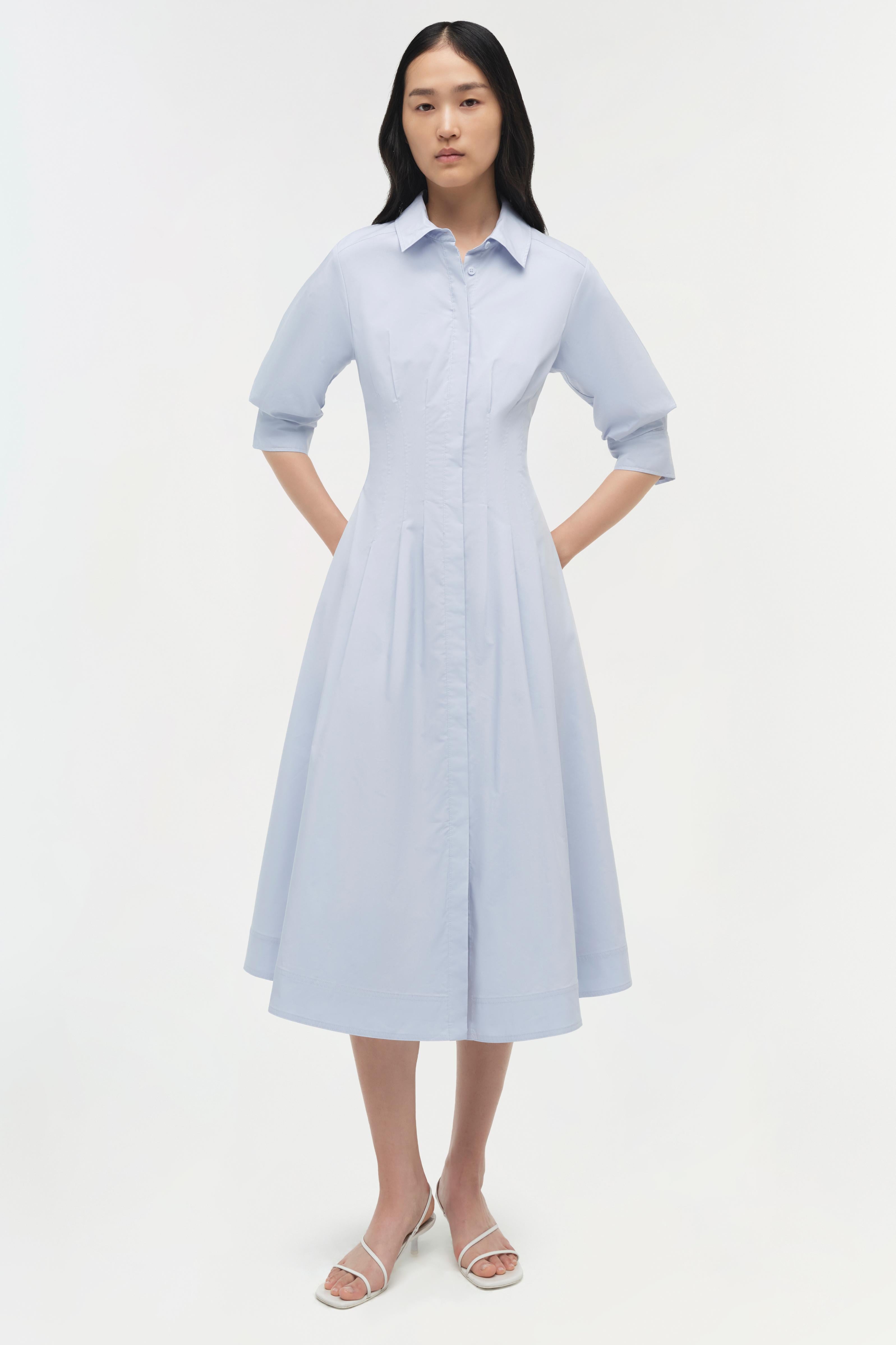 Jazz Pintuck Midi Dress - Periwinkle Blue Sky | SIMKHAI Jazz Pintuck Midi Dress - Periwinkle Blue Sky | SIMKHAI