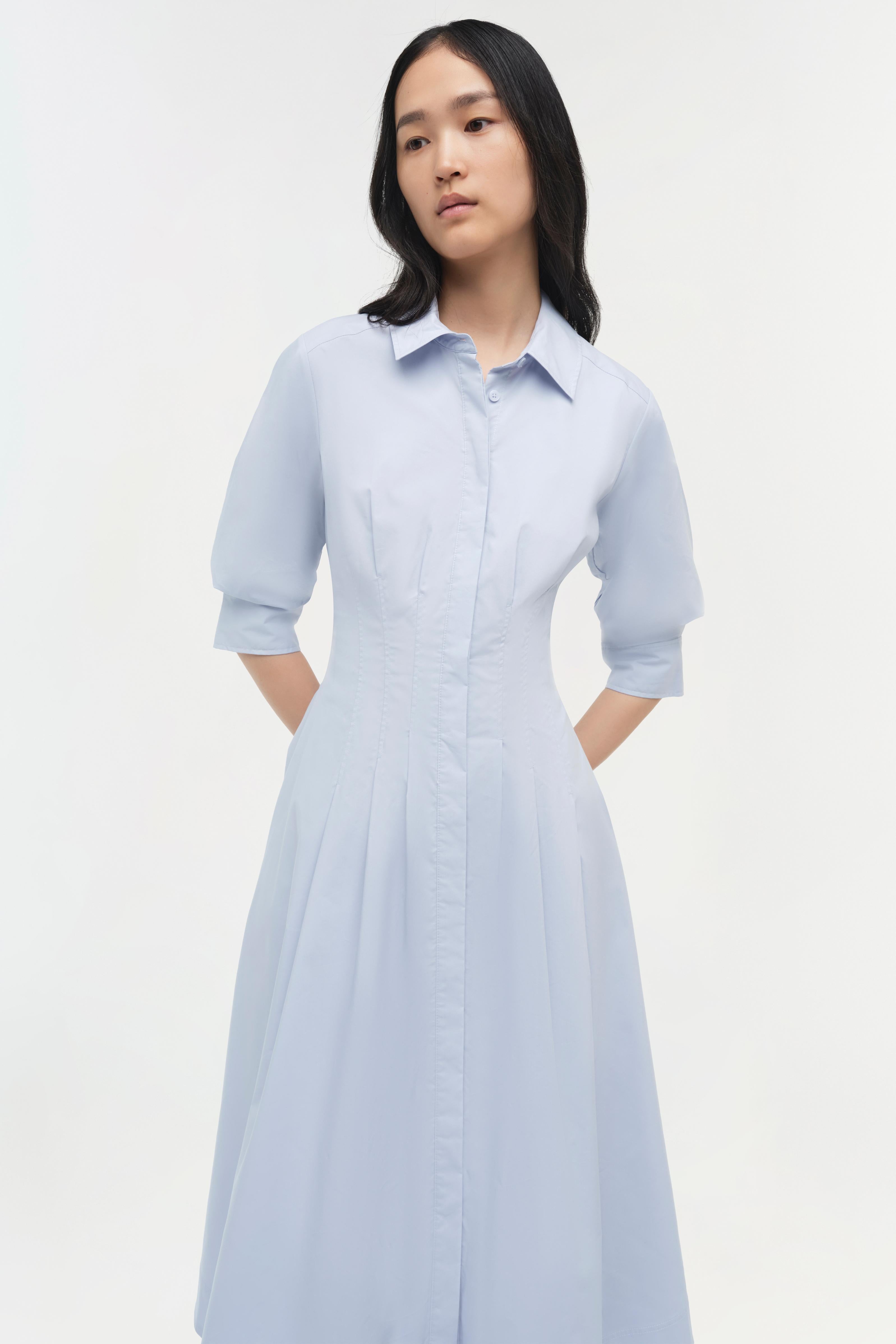 Jazz Pintuck Midi Dress - Periwinkle Blue Sky | SIMKHAI Jazz Pintuck Midi Dress - Periwinkle Blue Sky | SIMKHAI