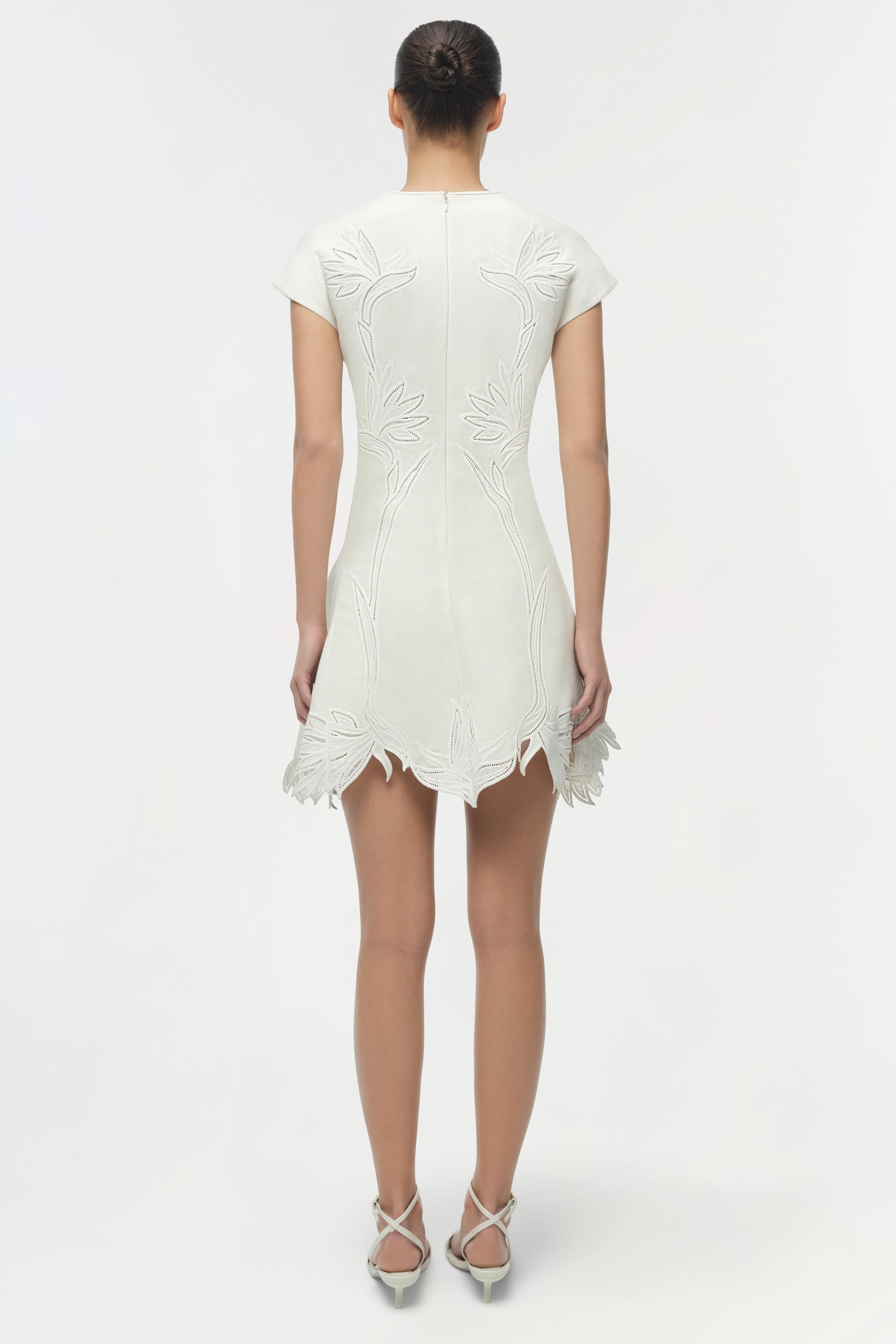 SIMKHAI White Raquel Embroidered Mini Dress White / XS SIMKHAI White Raquel Embroidered Mini Dress White / XS