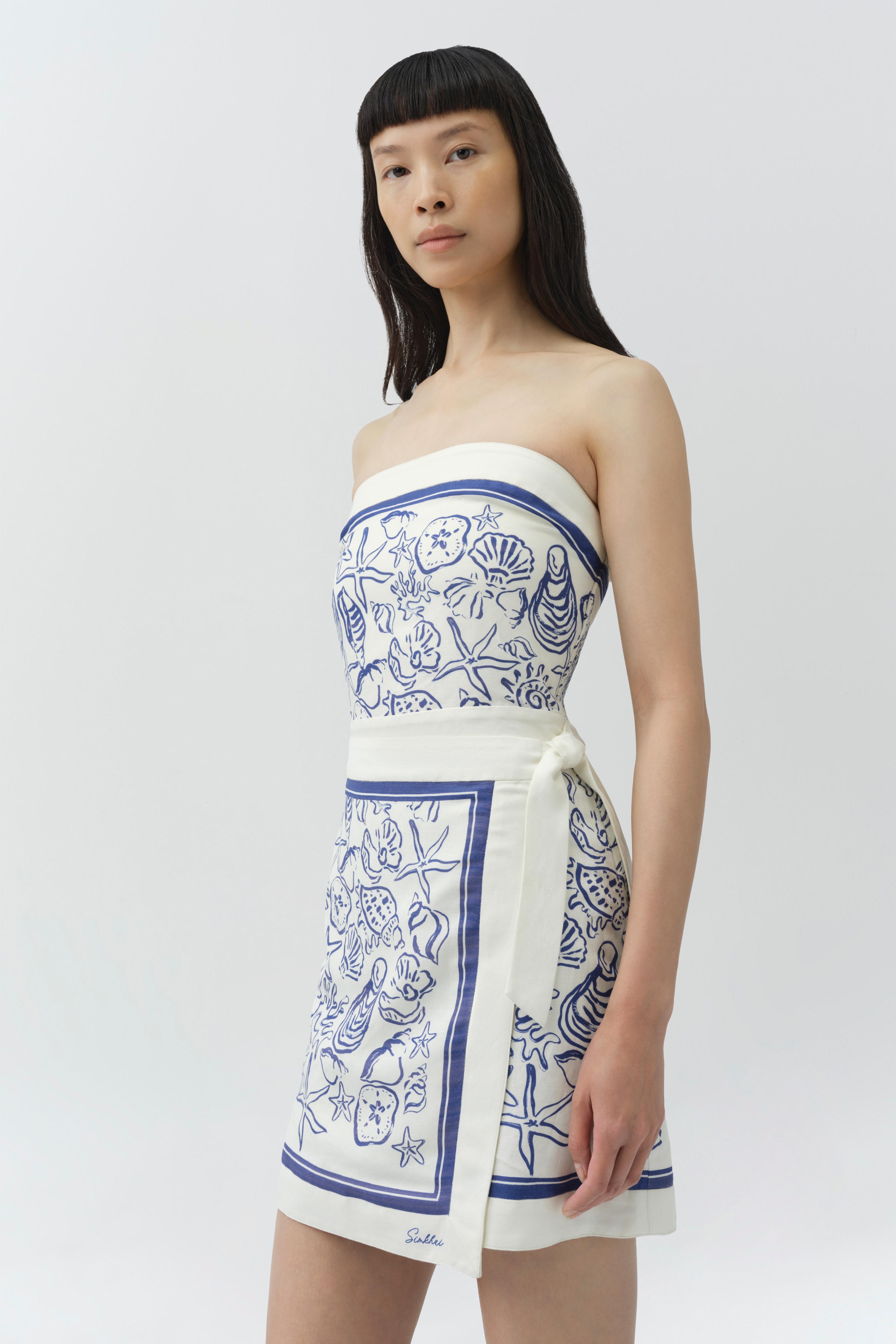 SIMKHAI Darbie Linen Bustier Mini Dress in Navy - Size XS SIMKHAI Darbie Linen Bustier Mini Dress in Navy - Size XS