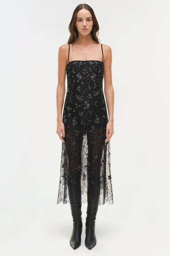 Carmela Embellished Lace Midi Dress