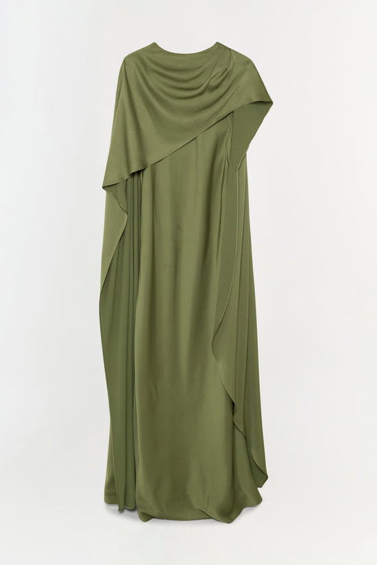 Izel Satin Cape Gown