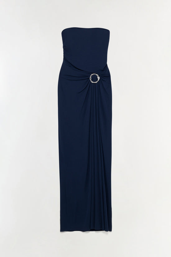 simkhai valletta strapless floral lace maxi dress SIMKHAI Women's Valletta Strapless Embroidered Dress in Midnight, Size 12