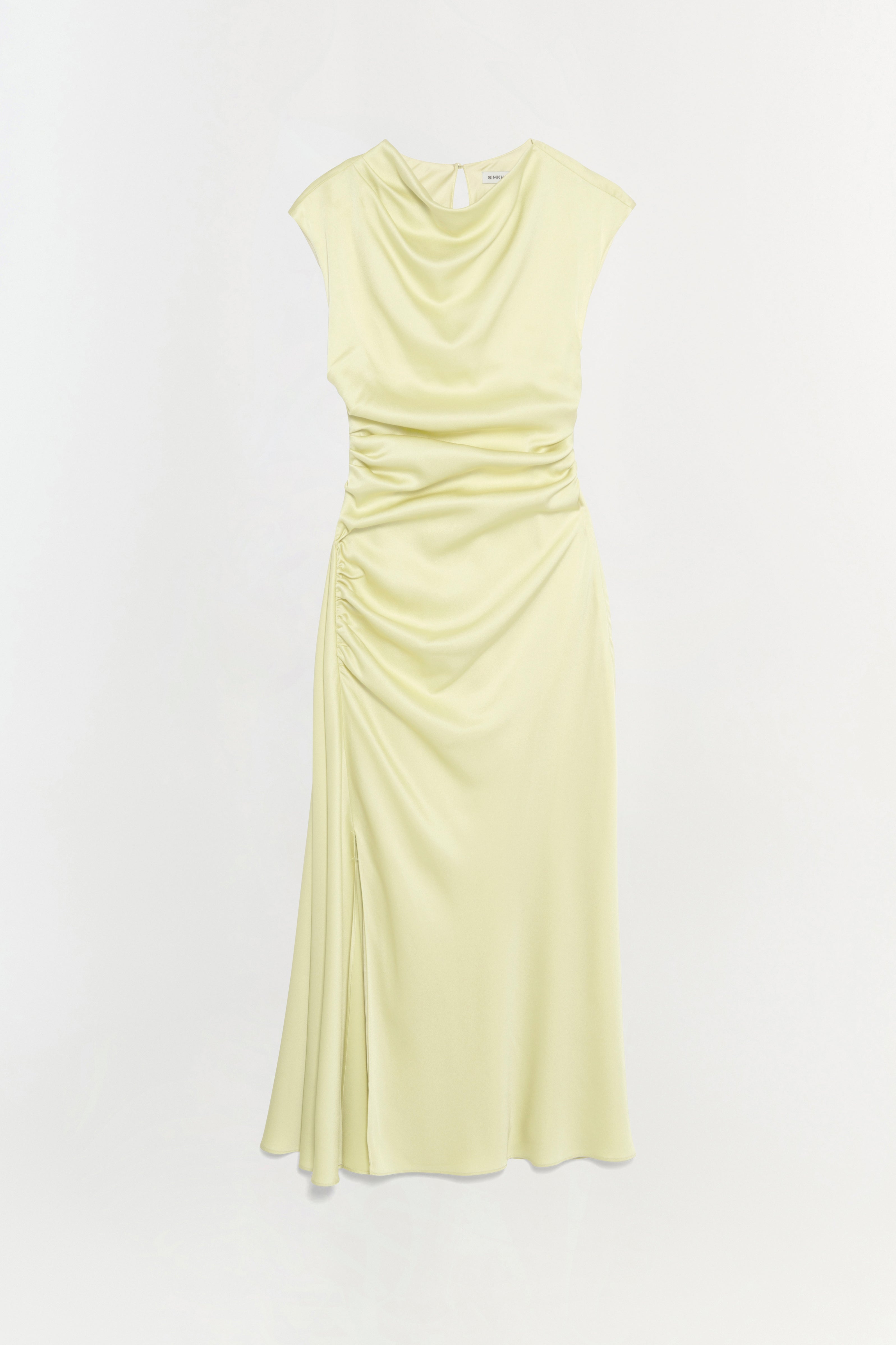 Simkhai Women's Burke Draped Satin Midi-Dress - Sun Glow - Size 8 Simkhai Women's Burke Draped Satin Midi-Dress - Sun Glow - Size 8