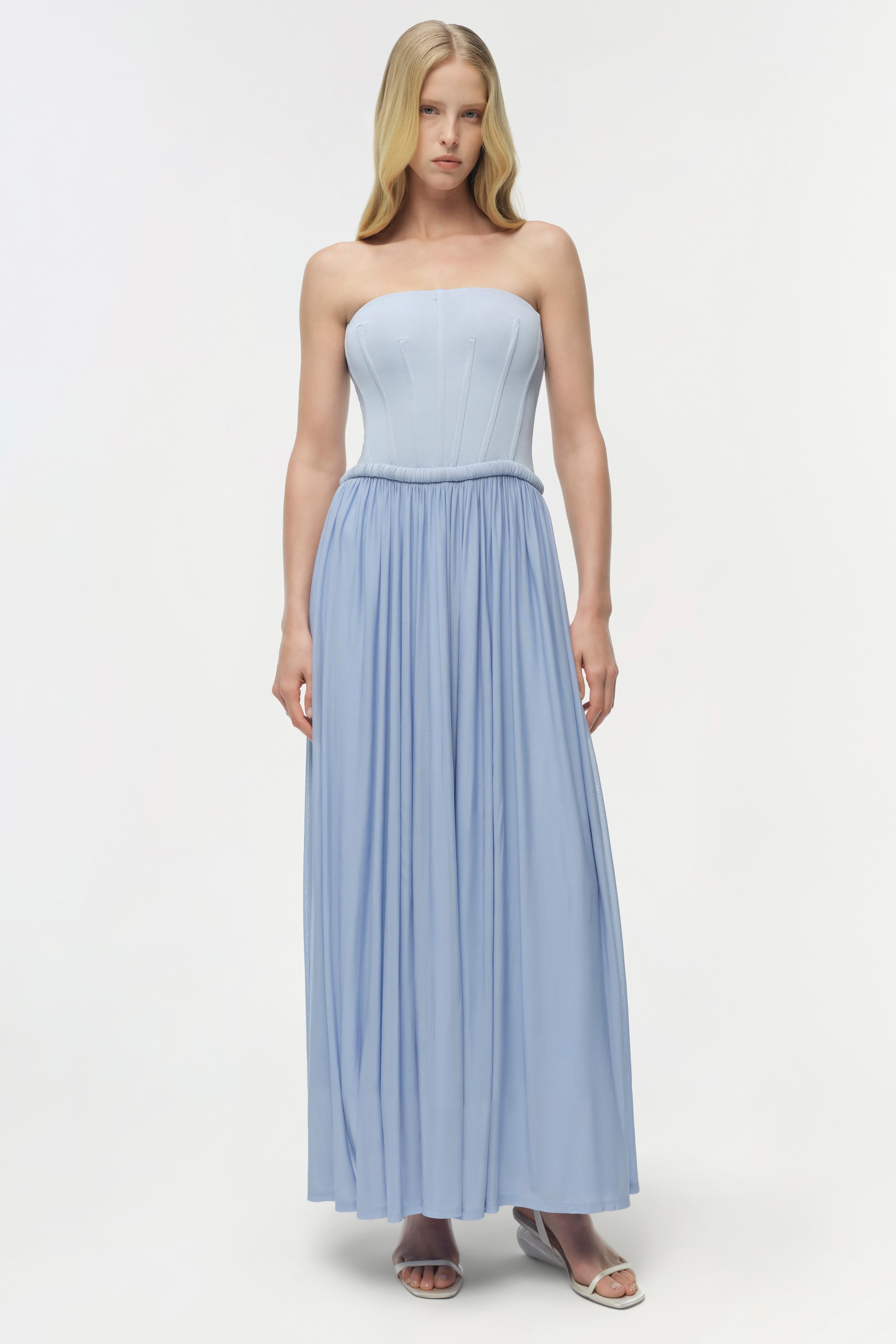 Simkhai Women's Adalys Bustier Dress in Tidepool, Size 12 Simkhai Women's Adalys Bustier Dress in Tidepool, Size 12