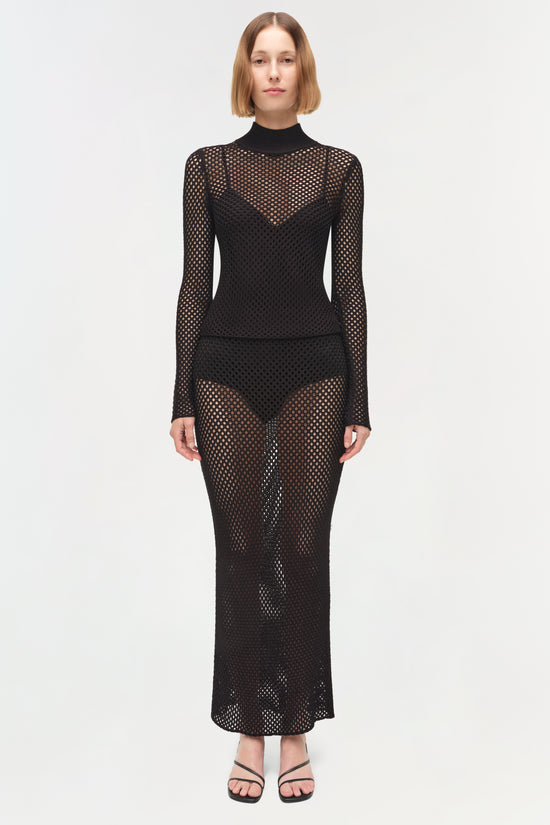 Demitri Mesh Knit Midi Skirt