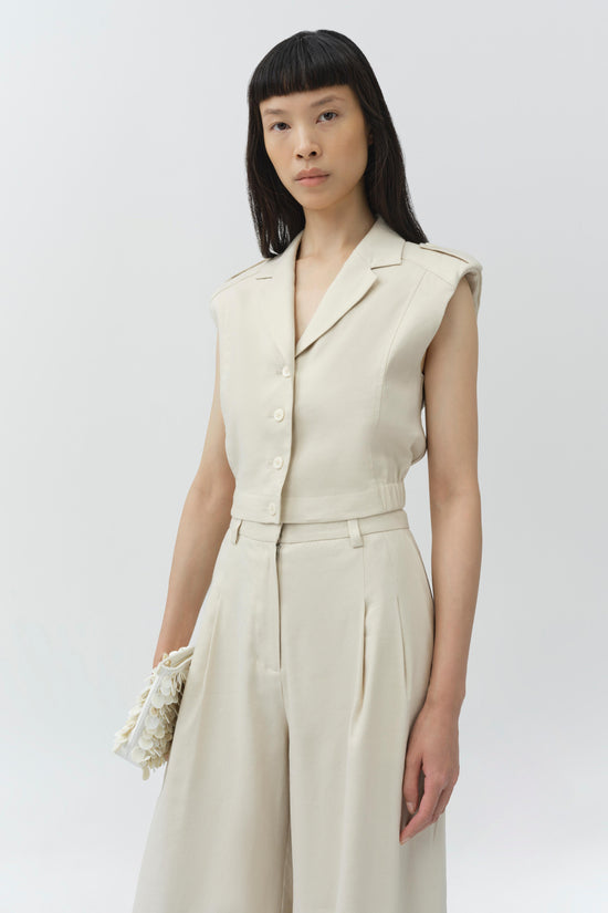 York Cropped Linen Vest