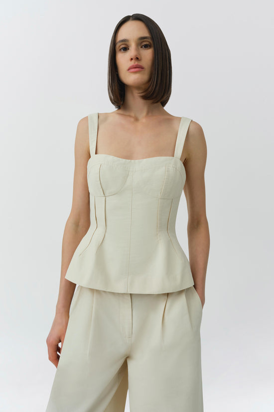 April Cotton Faille Bustier Top