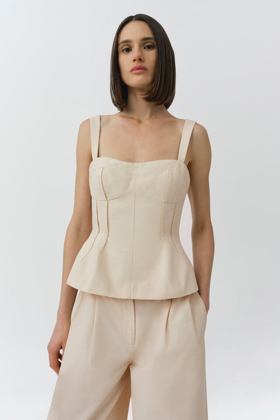 April Cotton Faille Bustier Top