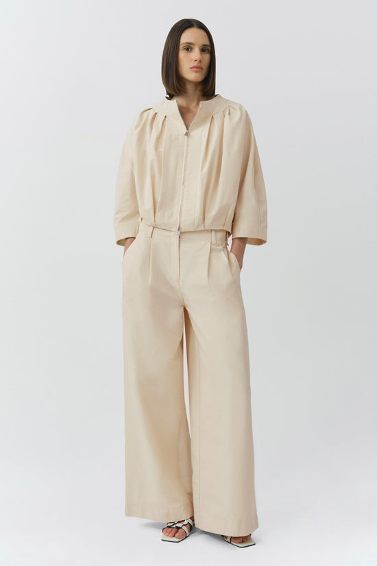 Jess Pleated Cotton Faille Jacket