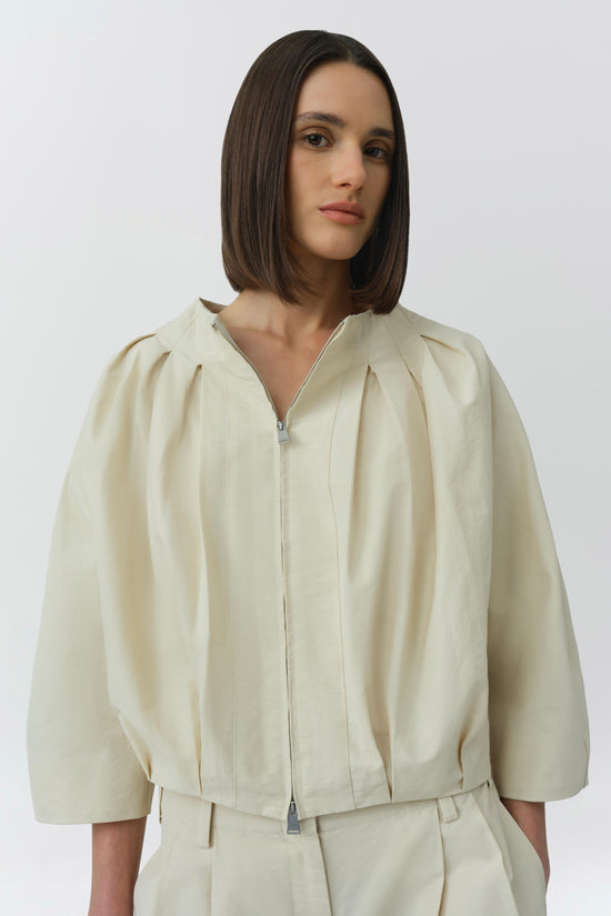 Jess Pleated Cotton Faille Jacket