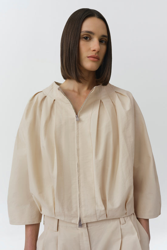Jess Pleated Cotton Faille Jacket