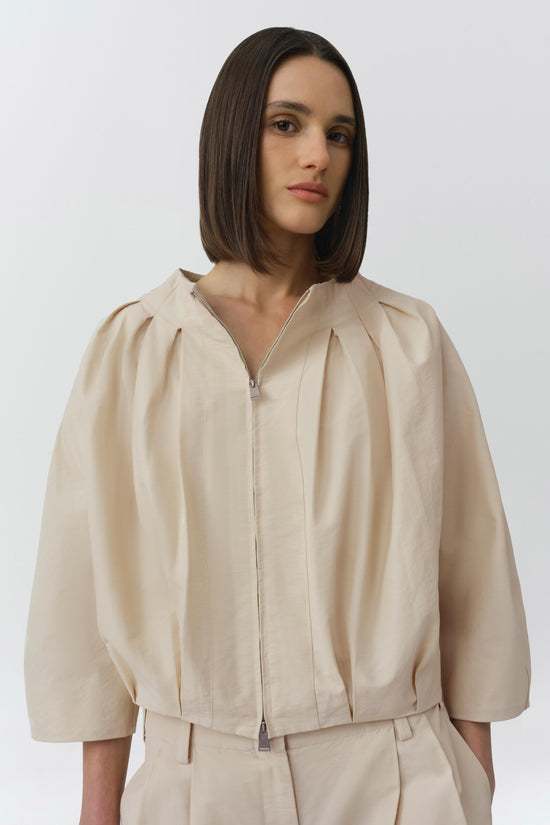 Jess Pleated Cotton Faille Jacket