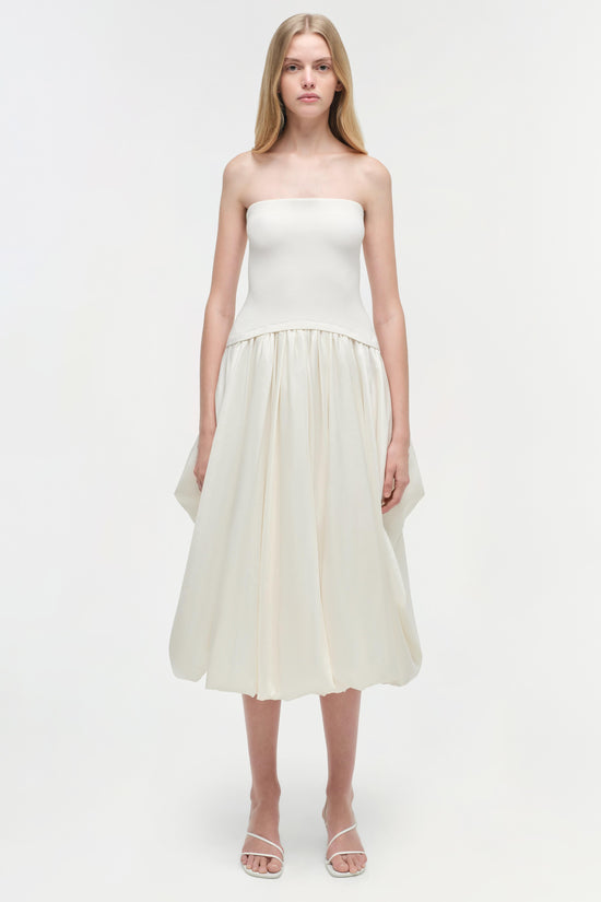 Izzy Strapless Taffeta Midi Dress