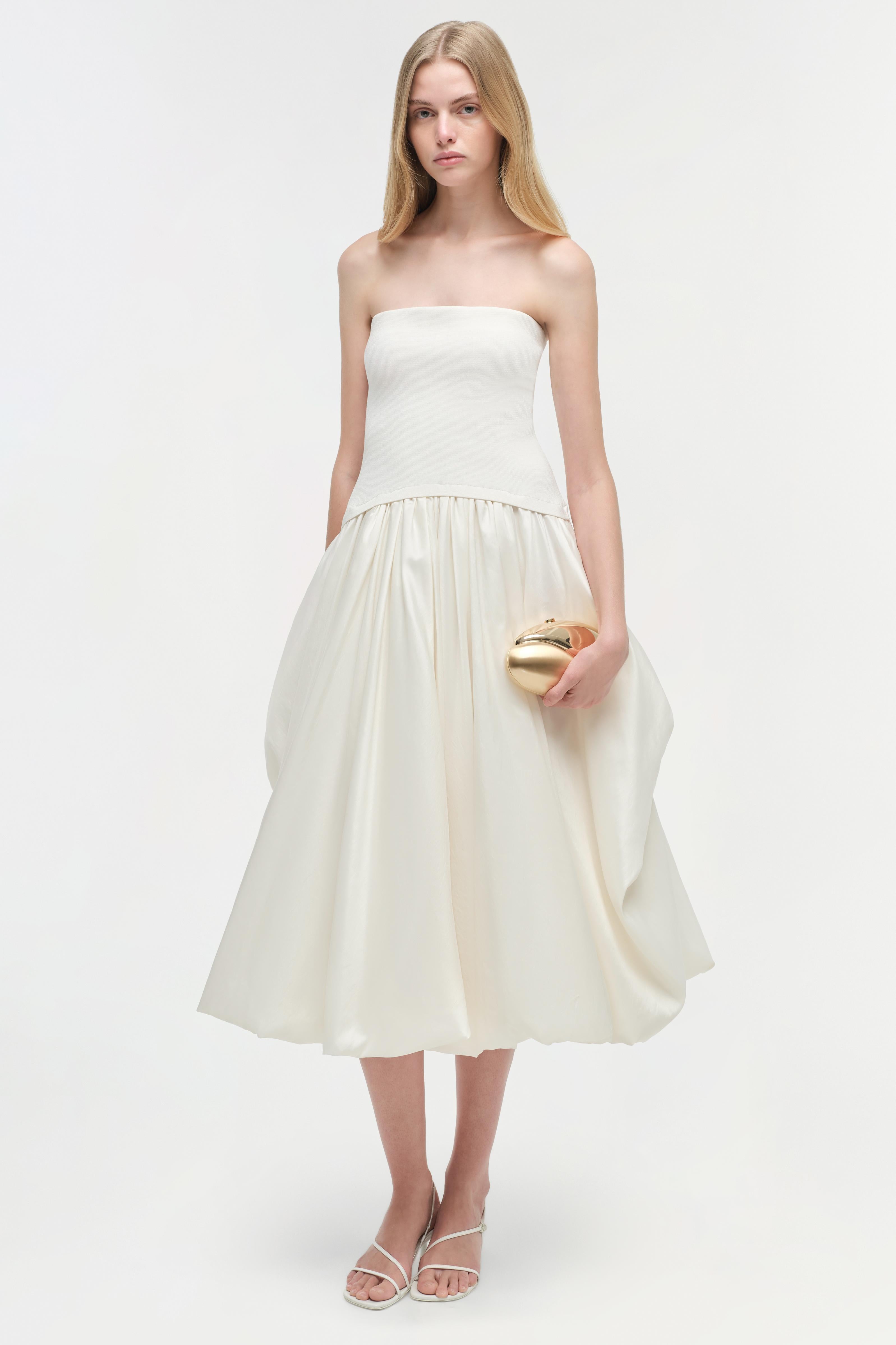 Izzy Strapless Taffeta Midi Dress SIMKHAI Izzy Strapless Taffeta Midi Dress SIMKHAI