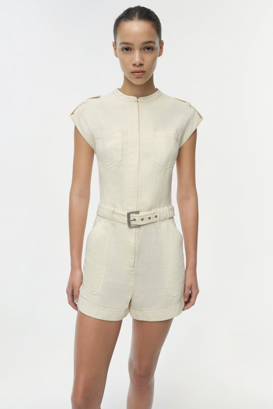 Tinka Belted Linen Romper