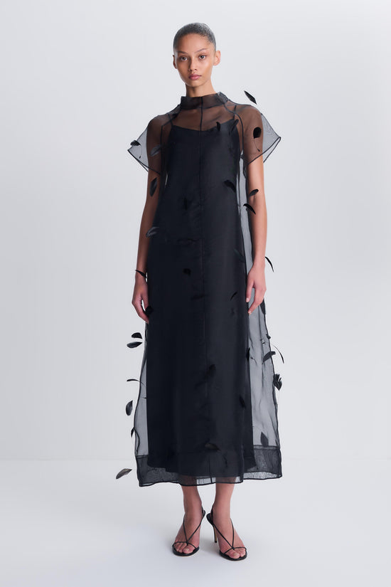 Pauline Organza Feather Midi Dress