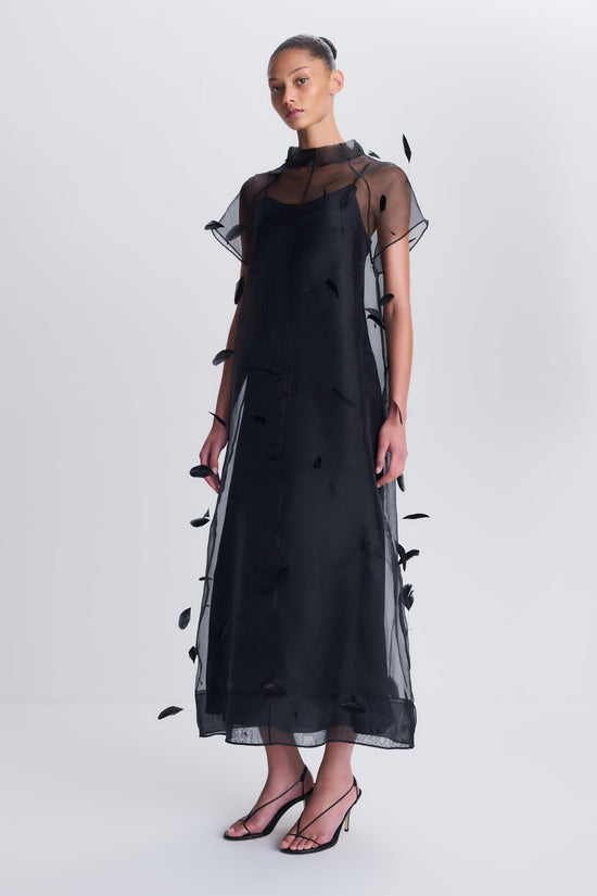 Pauline Organza Feather Midi Dress
