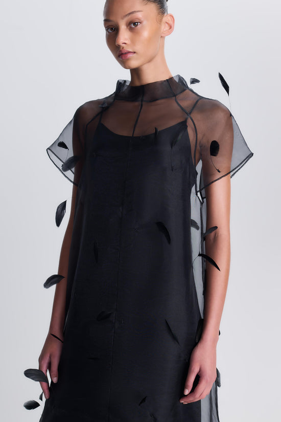 Pauline Organza Feather Midi Dress