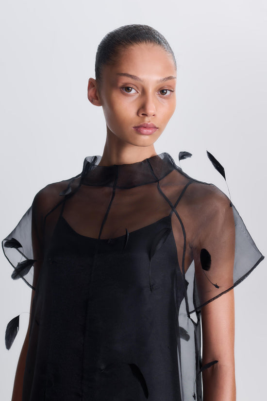 Pauline Organza Feather Midi Dress