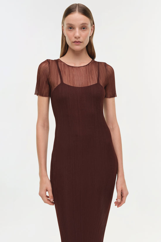 Selena Sheer Plisse Midi Dress