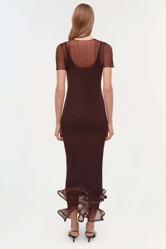 Selena Sheer Plisse Midi Dress