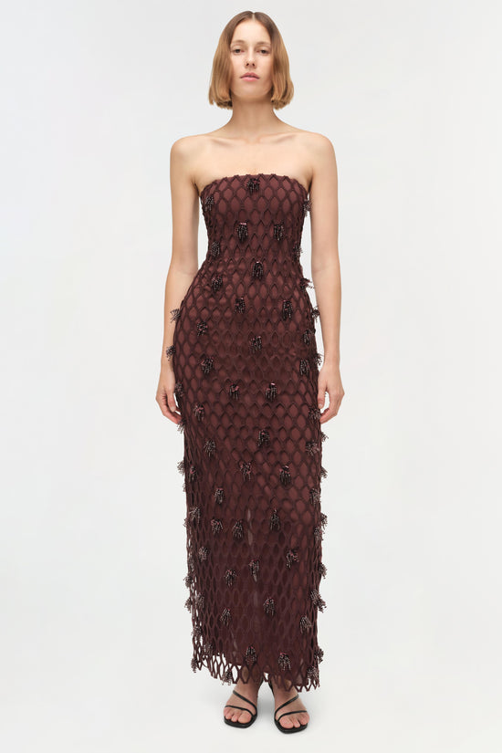 Iridessa Embellished Lattice Bustier Gown