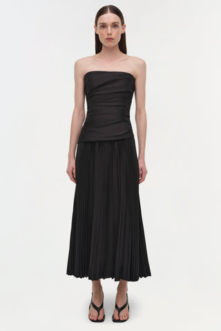 Arie Strapless Taffeta Bustier Midi Dress
