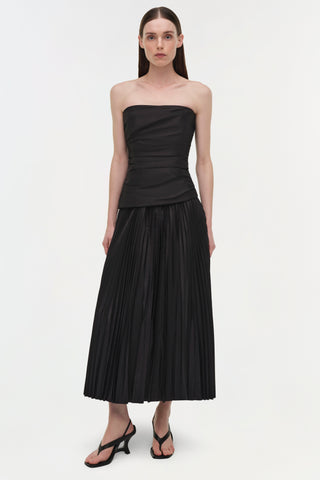 Arie Strapless Taffeta Bustier Midi Dress