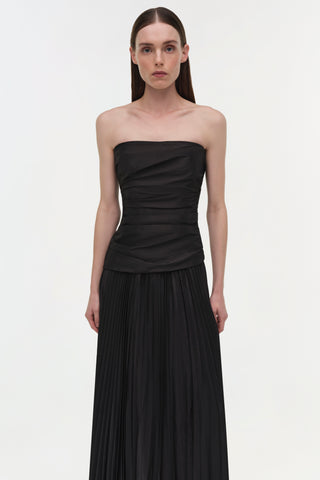Arie Strapless Taffeta Bustier Midi Dress