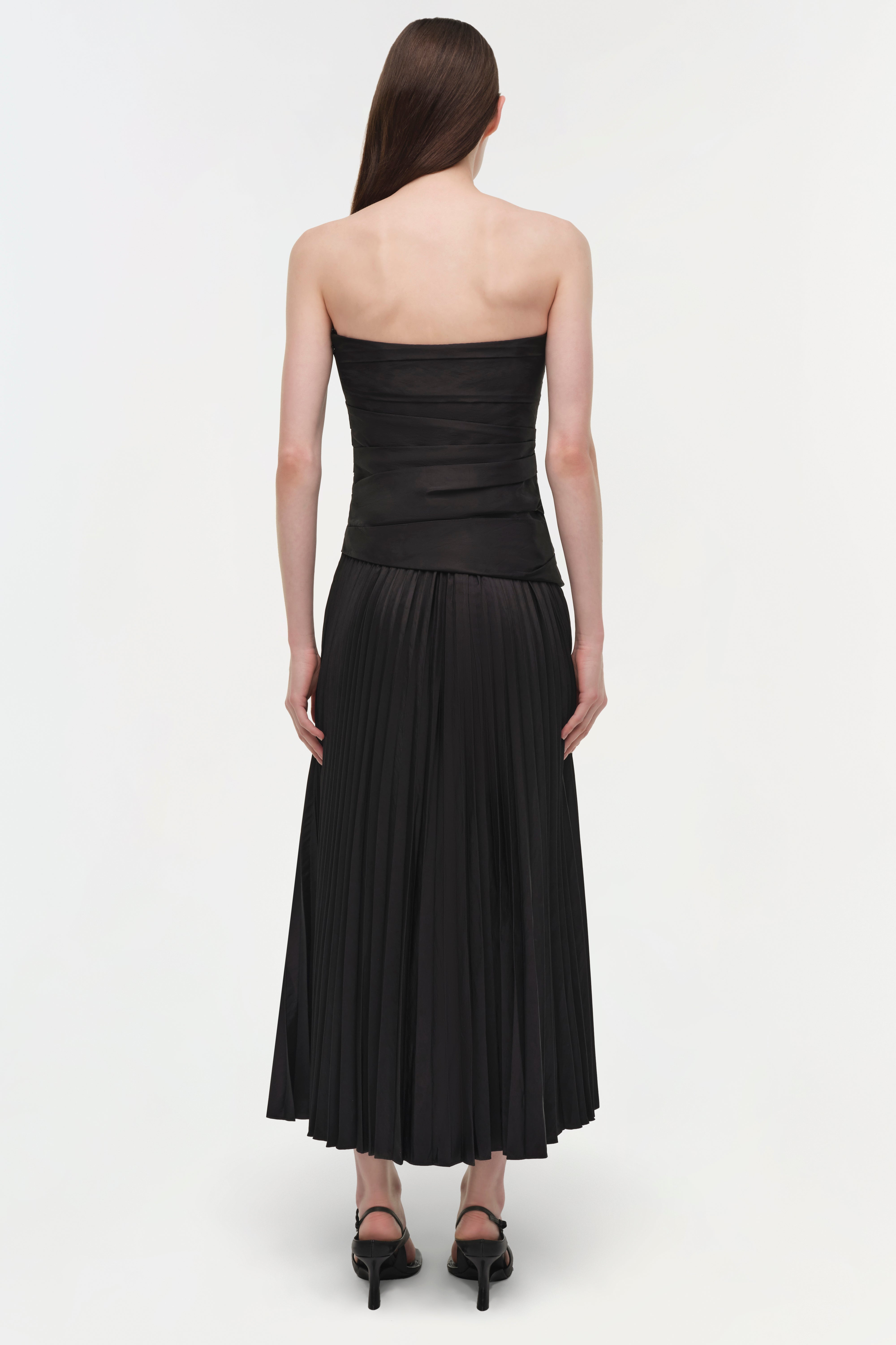 SIMKHAI Women's Arie Strapless Taffeta Bustier Midi Dress in Black, Size 2