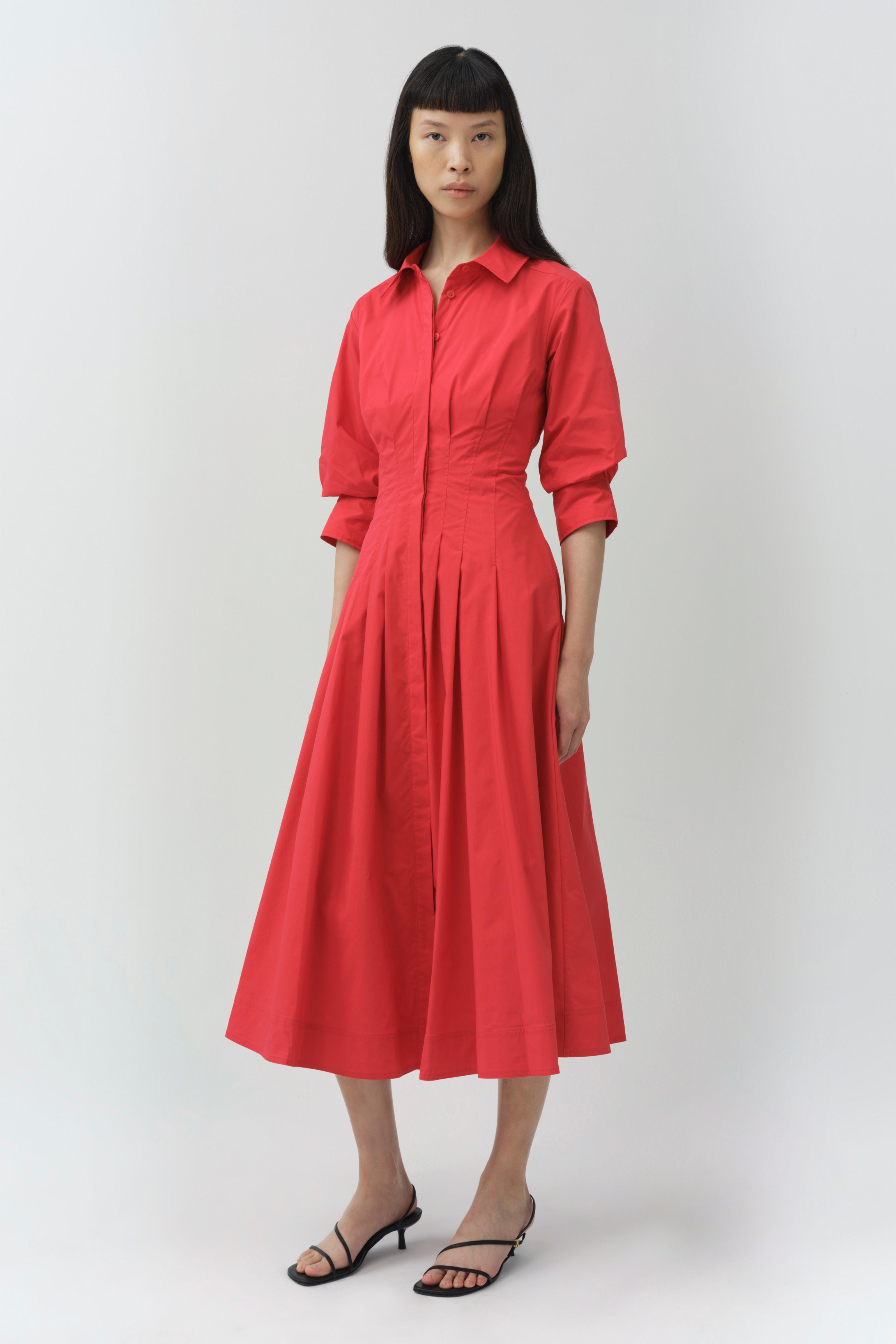 SIMKHAI Women's Jazz Cotton Midi Dress in Scarlet, Size Medium