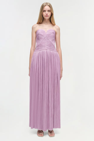 Aubriella Plisse Strapless Gown