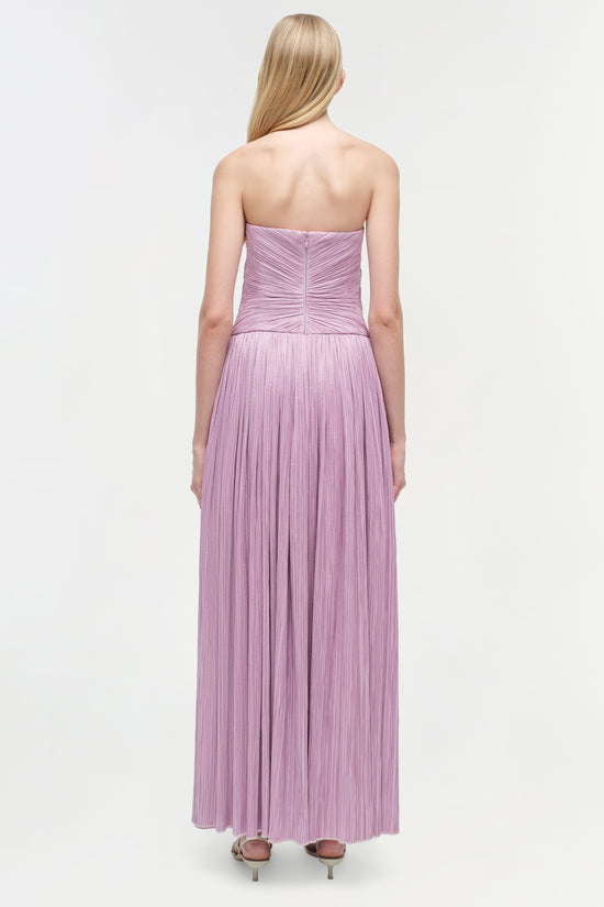 Aubriella Plisse Strapless Gown