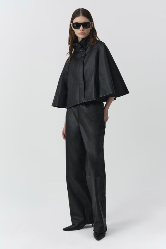 Orvik Leather Cape Jacket