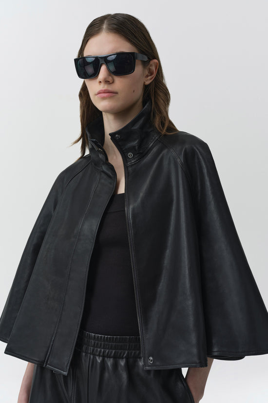 Orvik Leather Cape Jacket