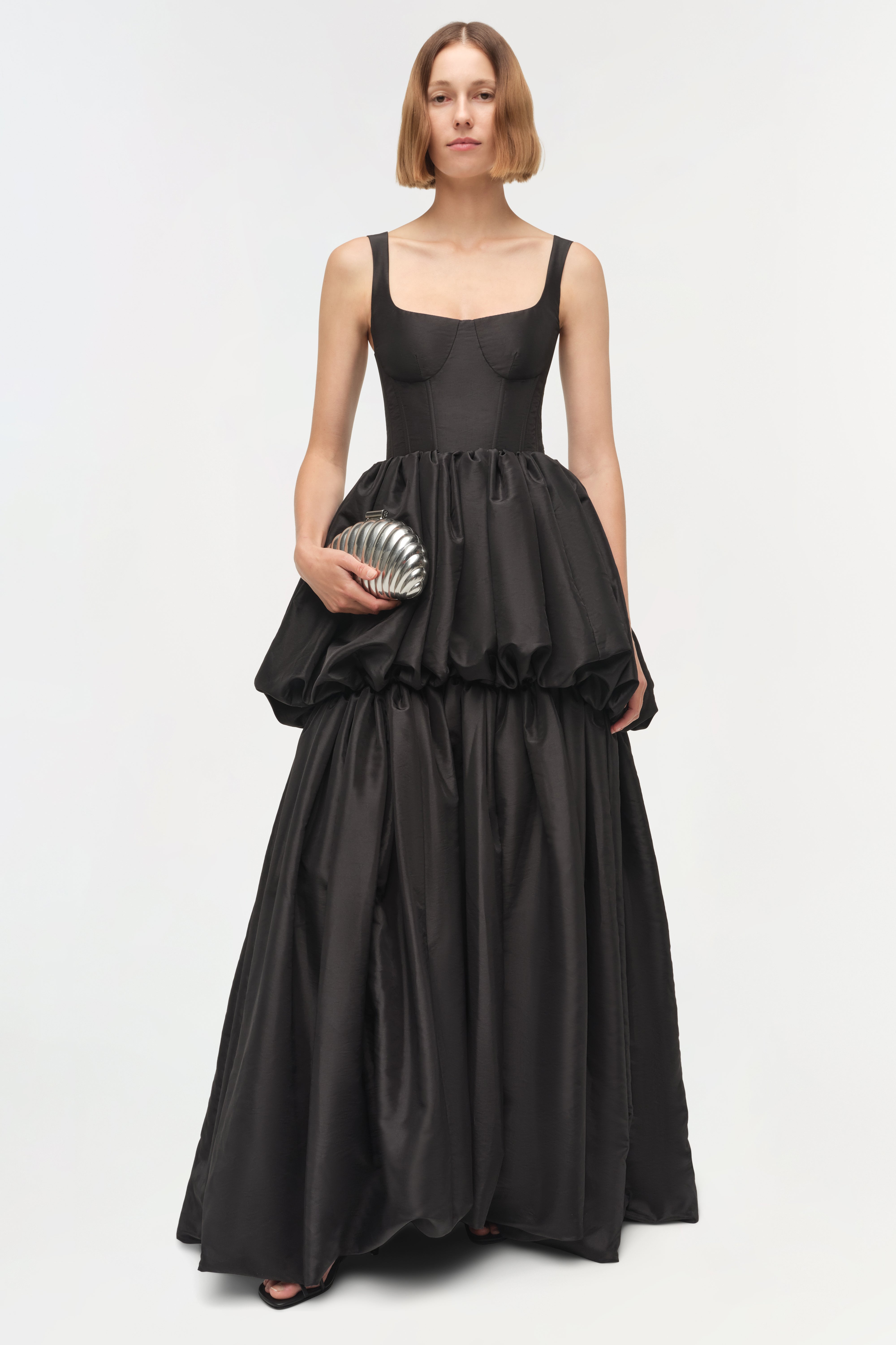 anine bing tabitha dress black Anine Bing Vida Gathered Slit Midi Dress