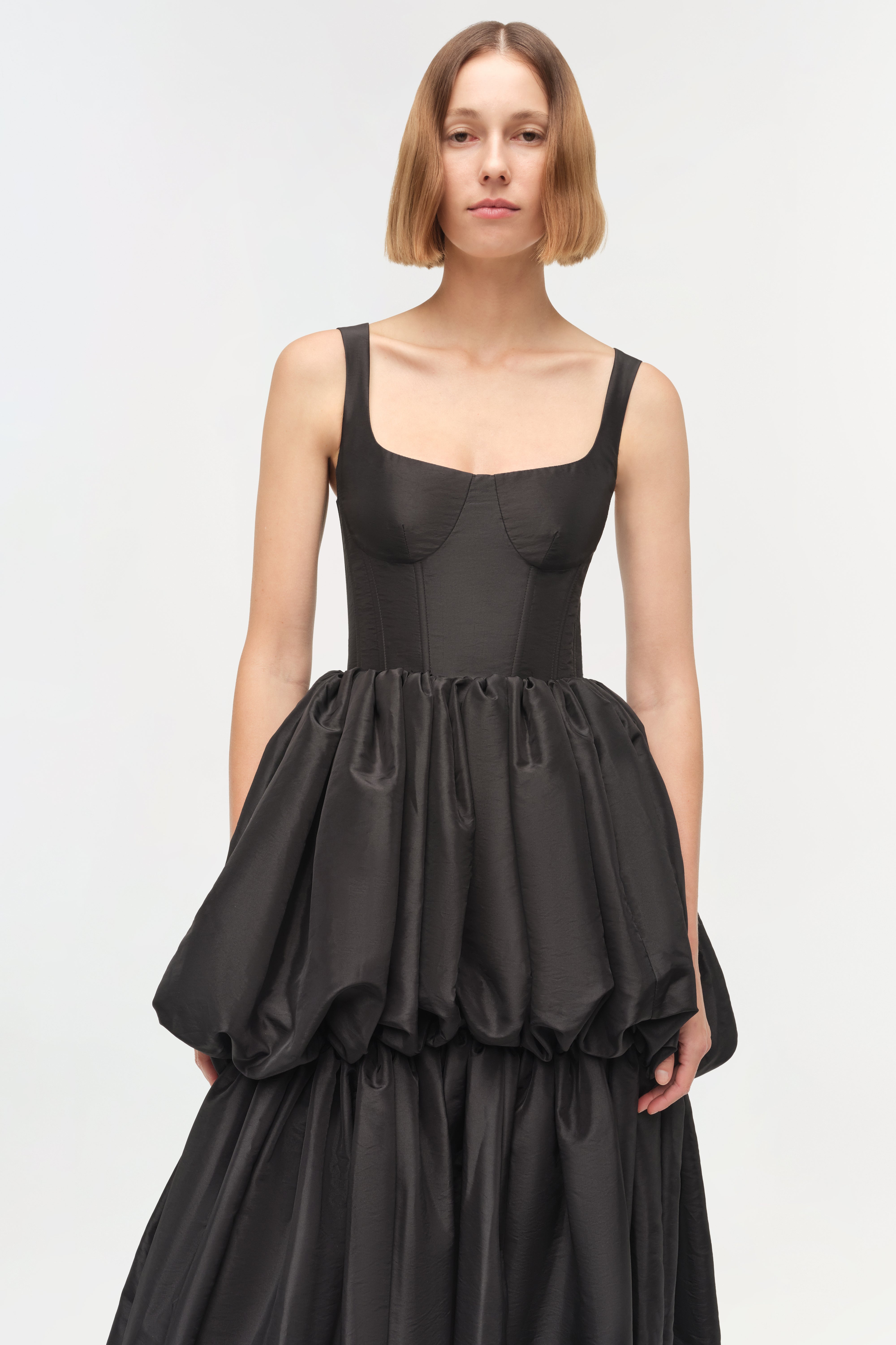 Tabitha Taffeta Tiered Bubble Dress – SIMKHAI Tabitha Taffeta Tiered Bubble Dress – SIMKHAI