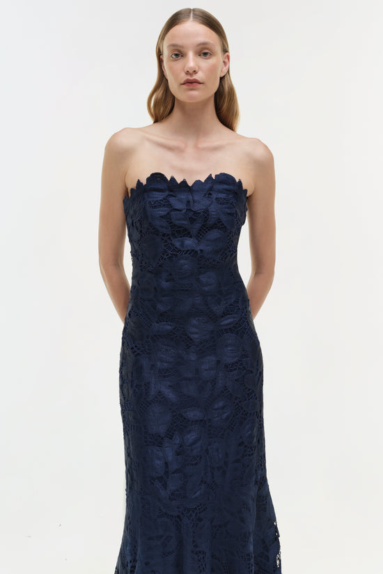 Valletta Strapless Embroidered Dress