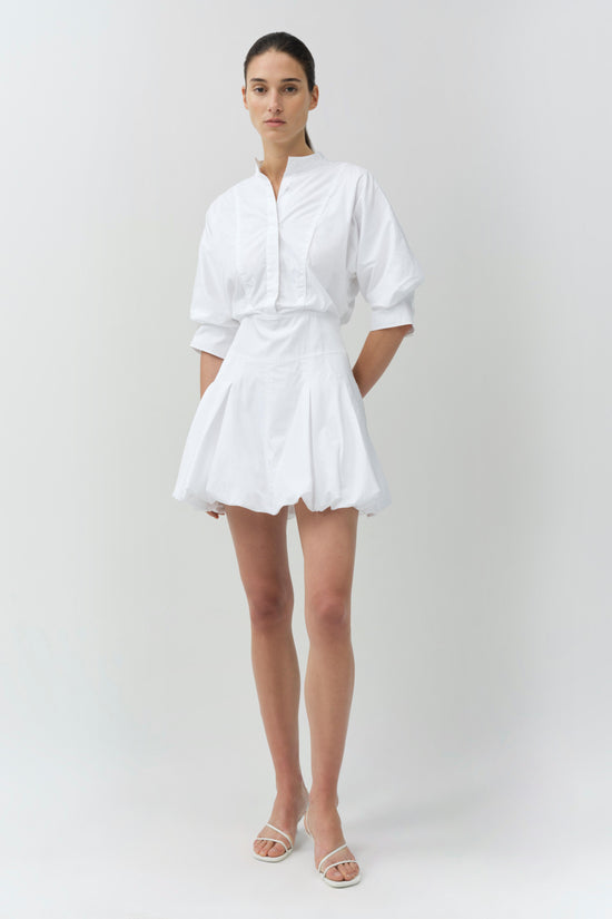 white mini dress cotton Tarryn Collared Cotton Mini Dress / White | MESHKI