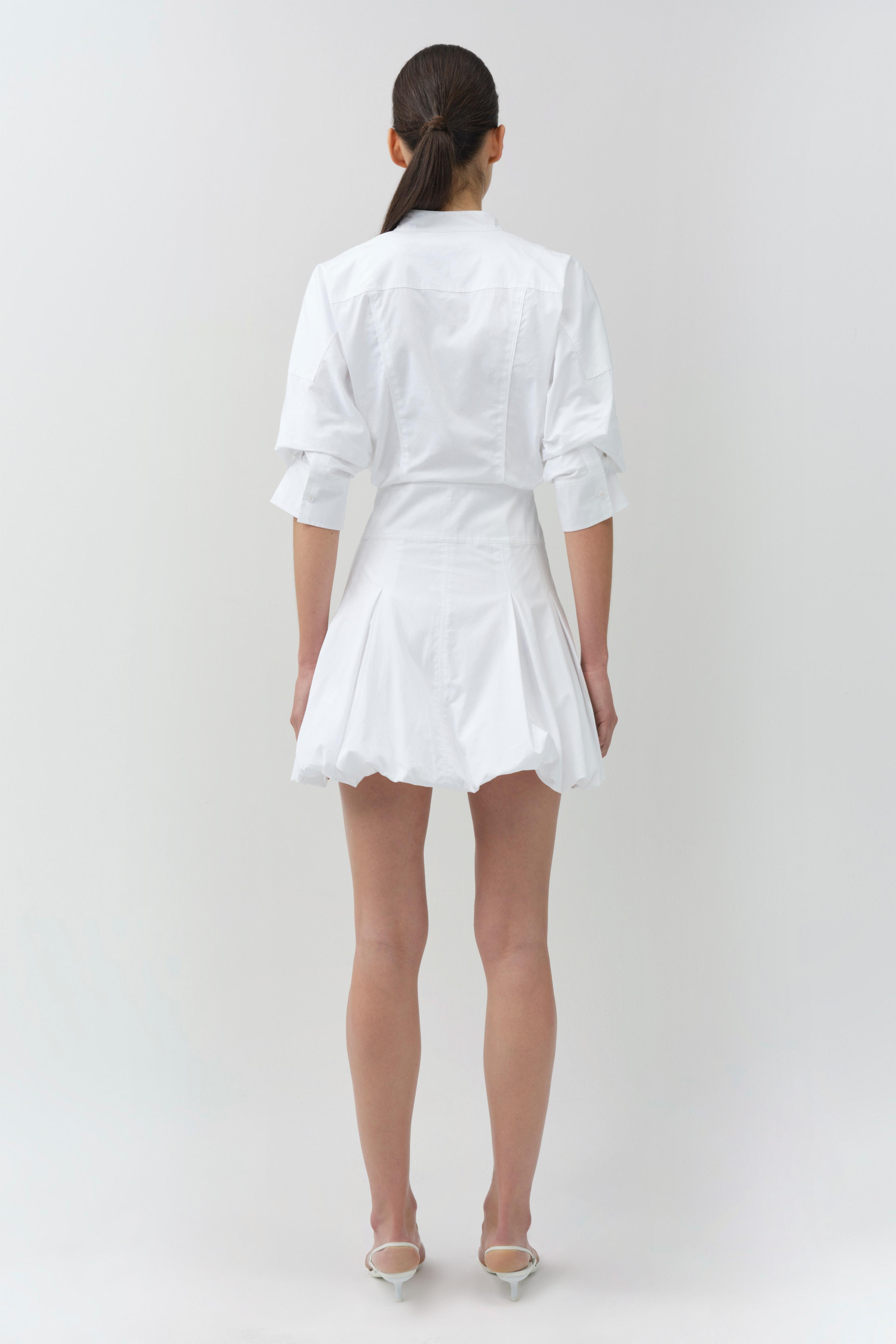 SIMKHAI Women's Effie Bubble Hem Poplin Shirtdress - White - Size 00 SIMKHAI Women's Effie Bubble Hem Poplin Shirtdress - White - Size 00