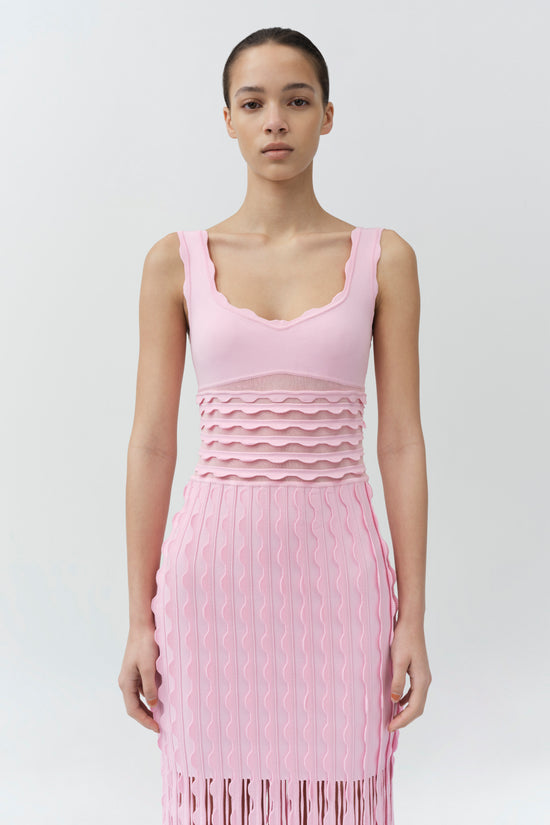 knitted pink dress Brionne Scalloped Knit Midi Dress – SIMKHAI