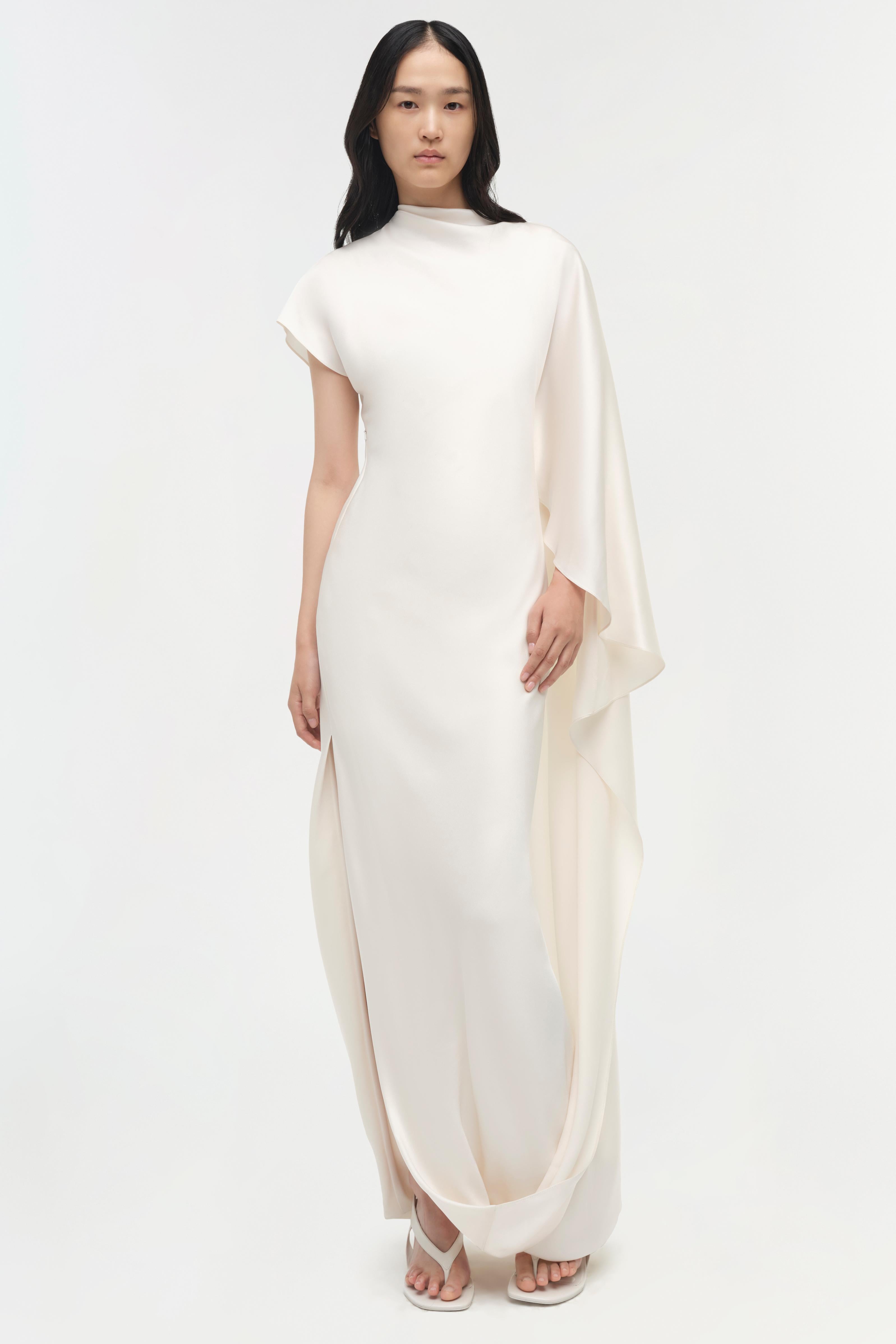 SIMKHAI Women's Ora Satin Gown in Ivory, Size 10 SIMKHAI Women's Ora Satin Gown in Ivory, Size 10