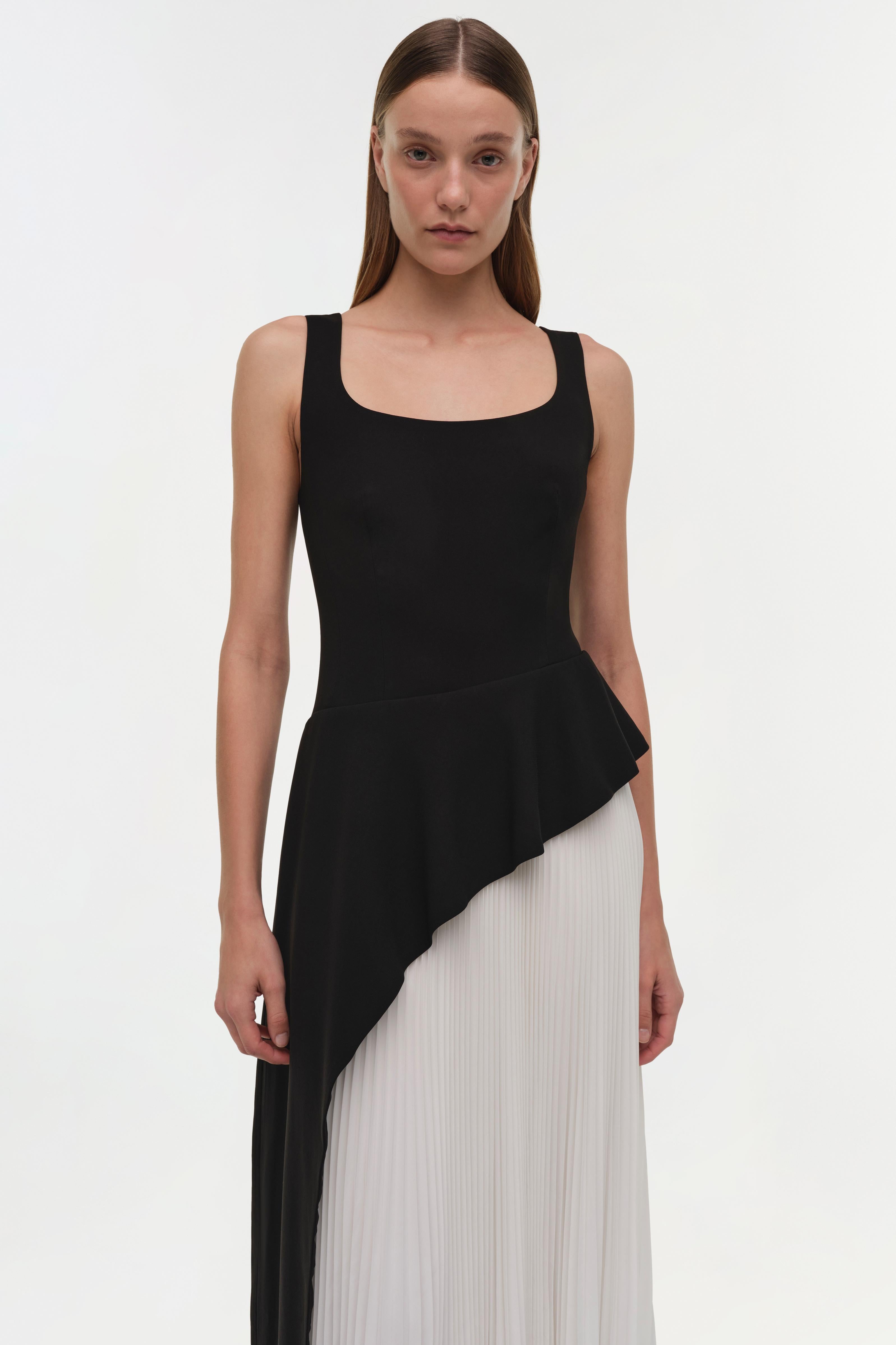 Simkhai Women's Zayla Pleated Midi Maxi Dress in Black/Multi, Size 4 Simkhai Women's Zayla Pleated Midi Maxi Dress in Black/Multi, Size 4