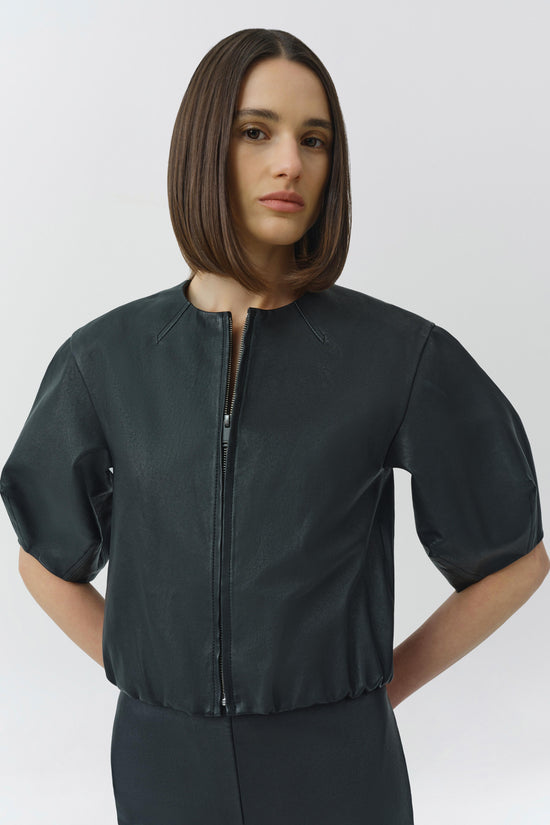 Austyn Short Sleeve Leather Jacket