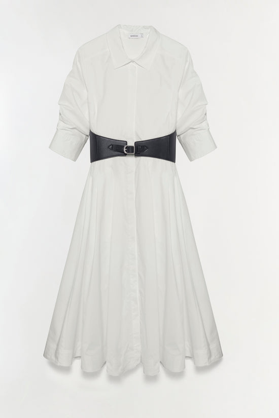 white dress with black belt White House Black Market reversible dress you can wear two ways