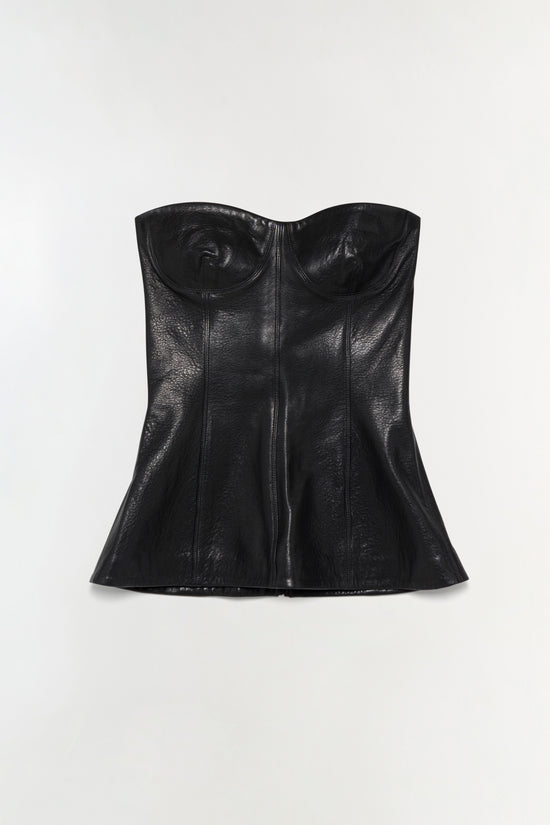 Tyla Leather Bustier Top