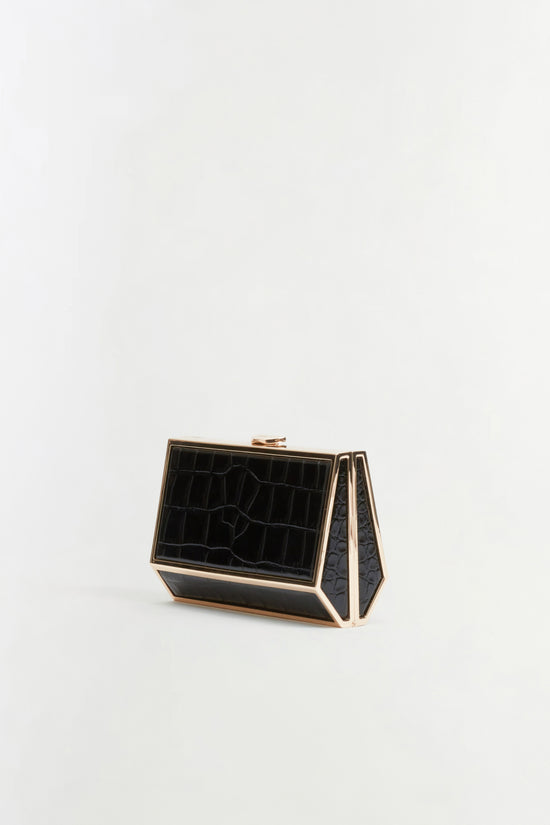 Maddox Croc-Embossed Leather Clutch