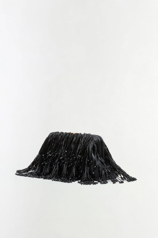 Pia Beaded Fringe Clutch