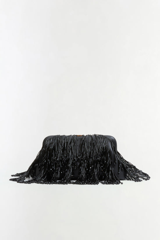 Pia Beaded Fringe Clutch